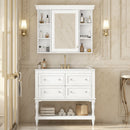 Bathroom Vanity With Medicine Cabinet, Storage Cabinet With 4 Drawers, Adjustable Shelf Mirror by Unique Piece Furniture
