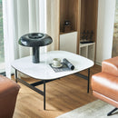 Modern Rectangular Rock Plate Coffee Table Open Space Design Golden Metal Frame Minimalist Living Room Center Table For Lounge Office - Black White by Unique Piece Furniture