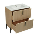 Bathroom Vanity With Ceramic Sink, Fluted Design by HouseOfZazla