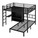 Full XL Over Twin Metal Bunk Bed with Folding Desk and Closet
