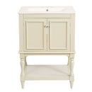 Modern Bathroom Vanity With Sink, Rectangular Cabinet With Open Shelf And Closed Storage