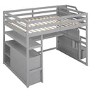 Loft Bed With Desk, Shelves, 2 Drawers, Storage Staircase