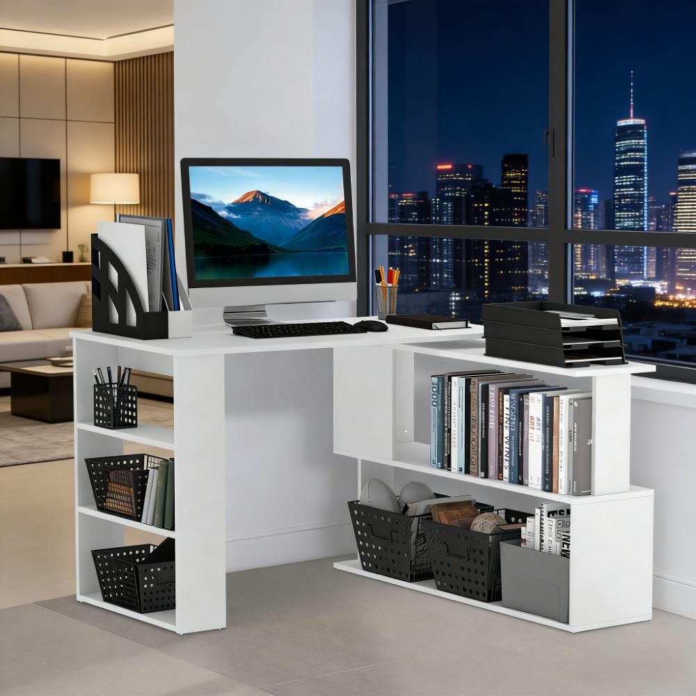 Writing Table Workstation: L Shaped Corner Computer Desk, photo 7 of 8