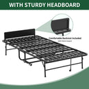 Twin Adjustable Headboard Folding Bed With Memory Foam Mattress, Heavy-Duty Frame Cot For Tall People, Portable Guest On Wheels - Black by HouseOfZazla