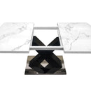 Rectangle Dining Table With Stretchable Top, X Shape Mdf Legs With Steel Base - White / Black by HouseOfZazla