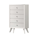 1 Piece Chest With Angled Legs, Wave Texture, Round Knobs - White by HouseOfZazla