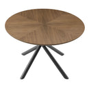 47.25" Round MDF Coffee Table End Table Short Leisure Tea Table Cross Legs Metal Base,Walnut