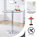 Modern Minimalist Circular Glass Dining Table With Electroplated Metal Legs 35" Diameter - Transparent by Unique Piece Furniture