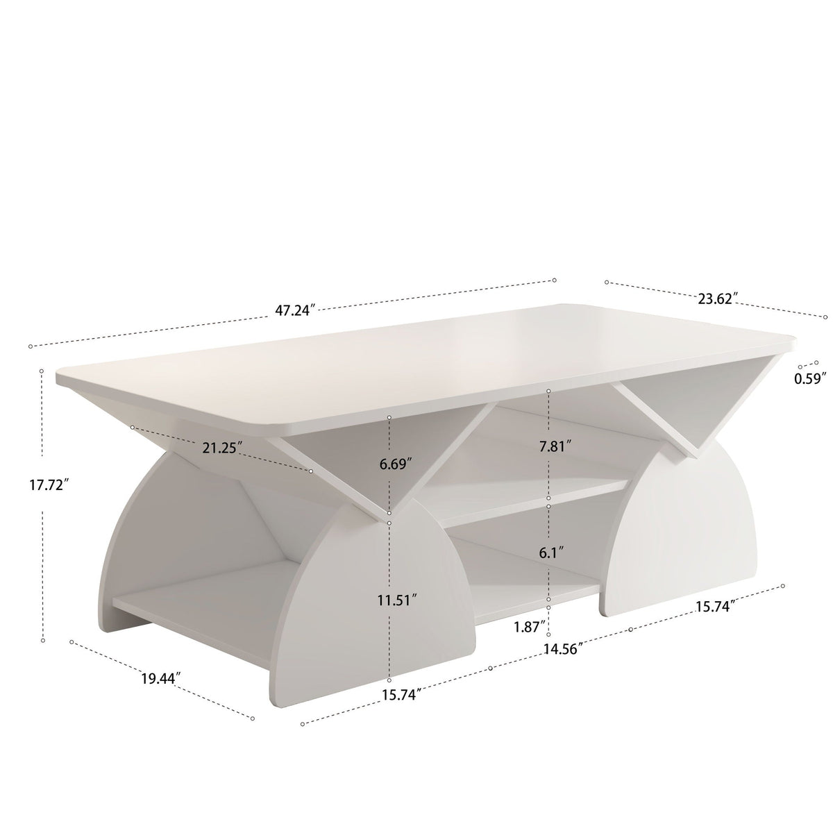 Geometric Engineered Coffee Table with Rounded Corners and Open Shelves, photo 12 of 12