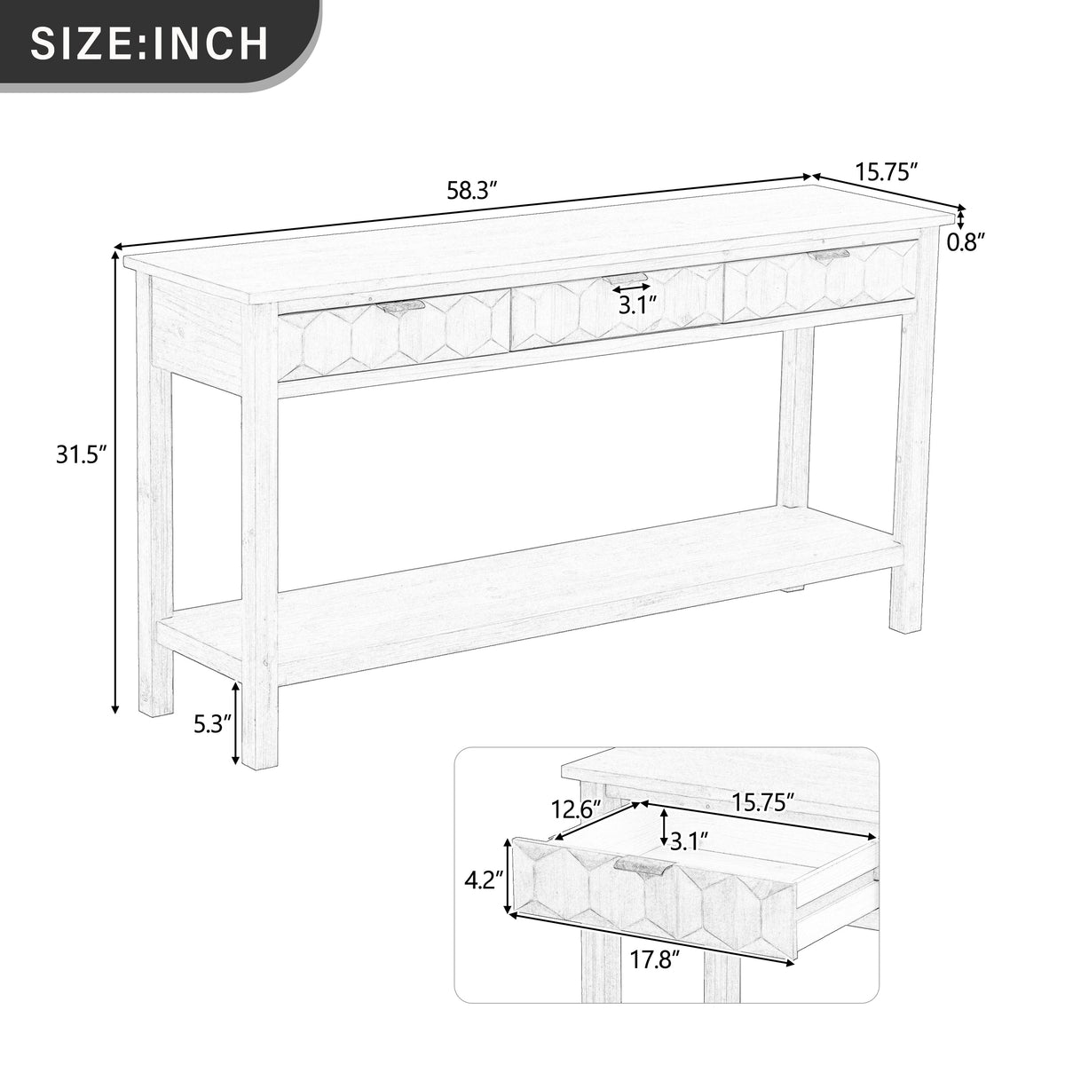 U_Style 58.3'' Fir Veneer Entryway Table, photo 10 of 10