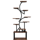 S - Shaped, 10 Tier Plant Stand With 5 Grow Lights - Deep Rustic Brown by HouseOfZazla