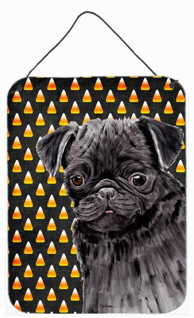 Pug Candy Corn Halloween Portrait Aluminium Metal Wall or Door Hanging Prints