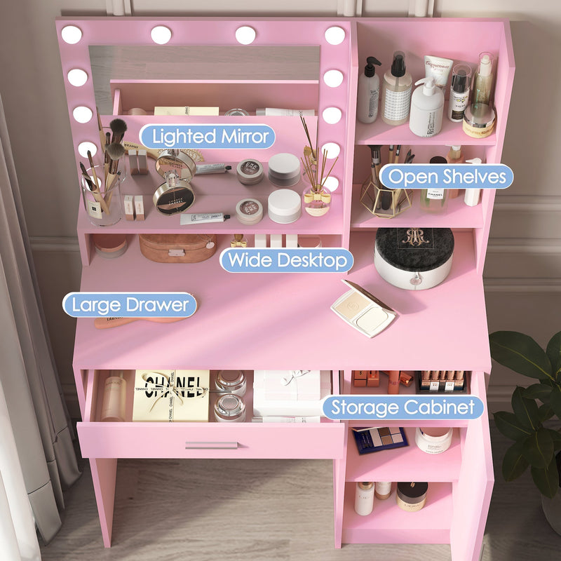 Pink Vanity Desk with Mirror & Light, photo 6 of 10