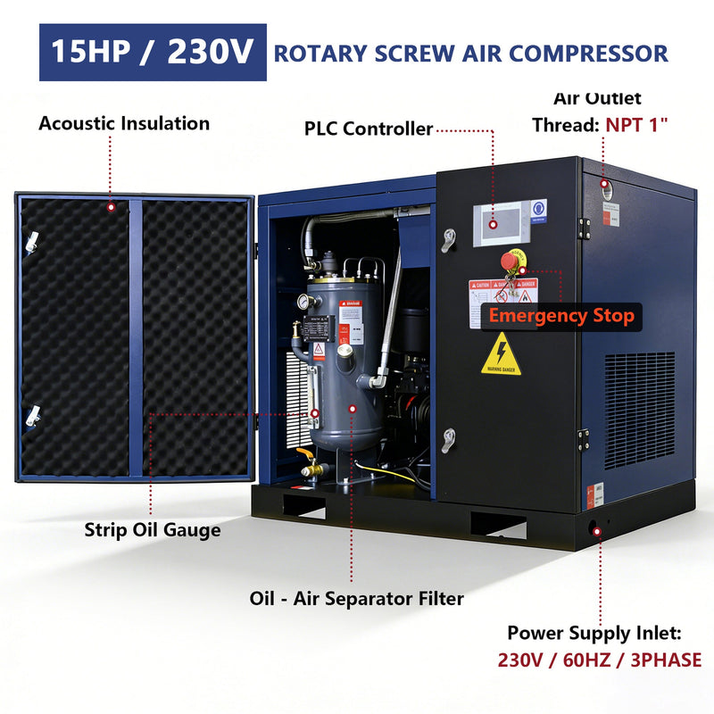 15HP Rotary Screw Air Compressor, photo 3 of 10