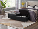 56.7" Bed Bench with Storage Black Leather