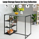 3 pcs Dining Set with Faux Marble Top Table and 2 Stools-Black by LJGDeals