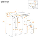 Bathroom Vanity With Sink, Storage Cabinet, Freestanding Set With 3 Drawers & Soft Closing Doors - Indigo