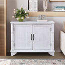 40" Console Table with Storage Shelf, Retro Entryway Table with Adjustable Storage Shelf, Sofa Couch Table for Hallway, Entry Way, Living Room, Foyer, Antique White