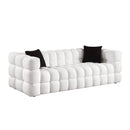 84.3 length, 35.83" deepth, human body structure for USA people, marshmallow sofa,boucle sofa, White color,3 seater