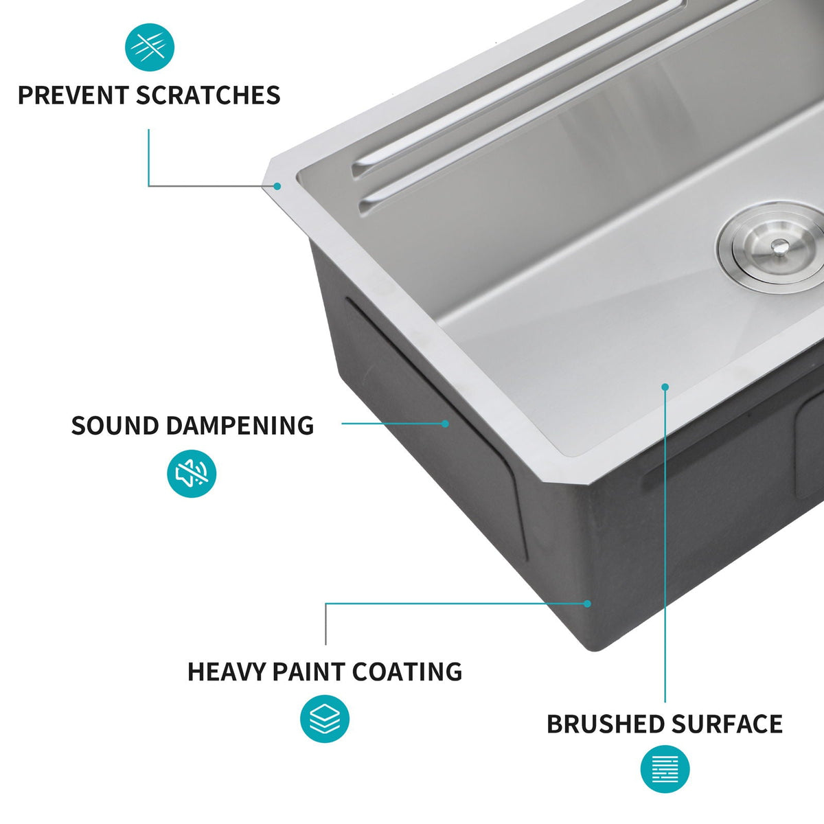 Undermount Stainless Steel Kitchen Sink With Pull Down Faucet & Ledge Workstation, photo 23 of 23
