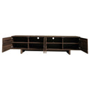 TV Stand For TVs Up To 85", Entertainment Center, Cable Management, Push Openers, Soft Closing Hinges & Adjustable Shelves - Dark Brown by HouseOfZazla