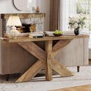Long Console Table With Geometric Base - Oak by HouseOfZazla