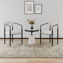 Dining Chairs (Set of 2), Mid-Century Modern Dining Chairs, Kitchen Dining Room Chairs, Round Boucle Backrest Sherpa Dining Chair With Metal Legs by HouseOfZazla