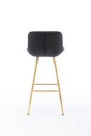26 Inch Set of 2 Bar Stools, with Chrome Footrest Velvet Fabric Counter Stool Golden Leg Simple Bar Stool, BLACK
