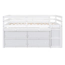 Loft Bed With Retractable Writing Desk And 4 Drawers, With Lateral Portable Desk And Shelves