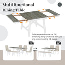 6-Piece Classic Dining Table Set, Rectangular Extendable Dining Table with two 12"W Removable Leaves and 4 Upholstered Chairs & 1 Bench for Dining Room (Brown+White)