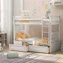 Twin Over Twin Bunk Bed With Drawers, Convertible Beds by Unique Piece Furniture