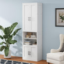 2 Doors Bookshelf with USB Port 3 Adjustable and 3 Fixed Shelves Bookcase Side Cabinet Storage Shelves in White(old sku:WF311493AAC)