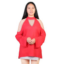Off-the-Shoulder Blouse with V-Neck and Long Sleeves by LJGDeals