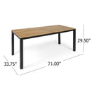 3-Piece Outdoor Acacia Wood Dining Set, 71" Rectangular Patio Table & 2 Benches by HouseOfZazla