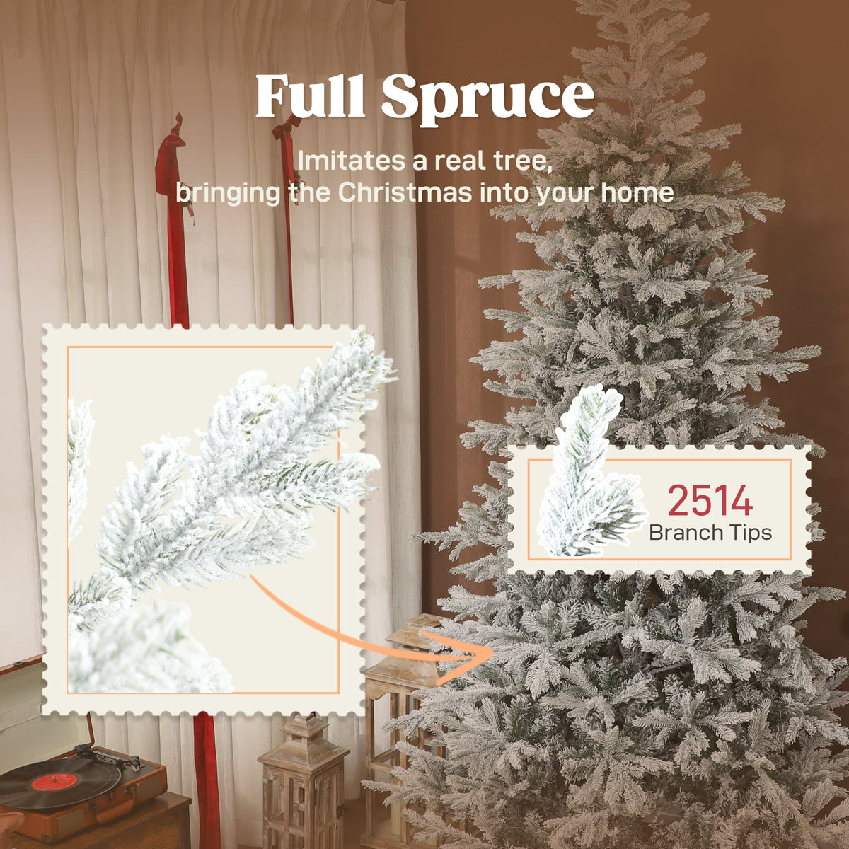 HOMCOM 9 ft Artificial Frosted Christmas Tree, photo 6 of 10