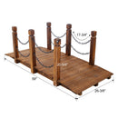 5 Ft Wooden Garden Bridge, Stained Wood Arc Footbridge with Chain Railings by HouseOfZazla