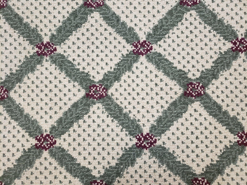 4x5 Panel Design Rug, 4' x 5' Power-Loomed Vintage Rug, Beige & Pine Green Carpet