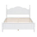 3-Pieces Bedroom Sets,Full Size Wood Platform Bed and Two Nightstands-White