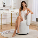 Barrel Chair & Built In Storage, 360° Swivel - Beige by HouseOfZazla