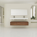 Contemporary Wall Mounted Bathroom Vanity With Dual Resin Sink And Soft Close Drawer by HouseOfZazla
