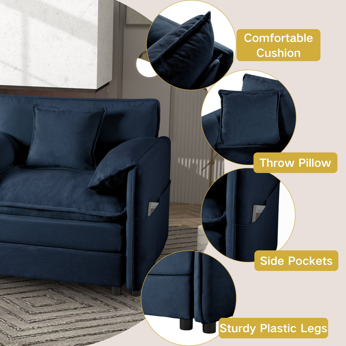 41.73" Modern Upholstered Sofa Chair, photo 5 of 10