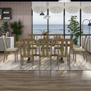 9-Piece Retro Style Dining Table Set 78" Wood Rectangular Table and 8 Dining Chairs for Dining Room (Natural Walnut)