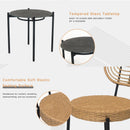 3 Pieces Of Luxury Outdoor Wicker Furniture Patio Bistro Style Table And Chair Combination, Weather Resistant PE Wicker Weave, Suitable For Garden - Black / Natural by HouseOfZazla