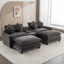 Modern Sectional Sofa With Removable Ottomans, USB Ports by HouseOfZazla