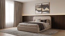 Anders Upholstered Full Storage Lift Platform Bed Beige