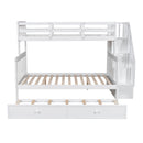 Bunk Bed With Twin Size Trundle, Storage And Guard Rail For Bedroom by Unique Piece Furniture