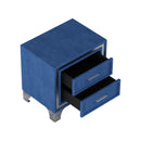 3-Pieces Bedroom Sets,Queen Size Upholstered Platform Bed with LED Lights and Two Nightstands-Blue