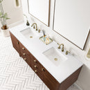James Martin Amberly 72" Dual Mount Double Bathroom Vanity, Mid-Century Walnut