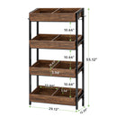 4 Tier Retail Display Rack With Hooks, Tall Metal Snack Stand With Shelves - Brown / Black by HouseOfZazla