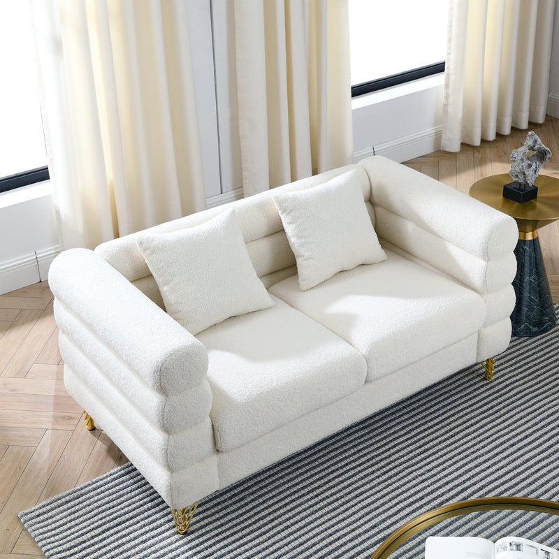 3-seater + 2-seater Combination sofa.White teddy(Ivory)